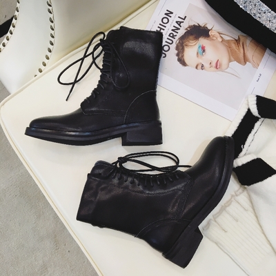 短靴馬丁靴女英倫風(fēng)女靴歐美街頭系帶方跟中跟圓頭休閑皮靴子2017秋季新款黑色 東材馬丁靴型號(hào)【價(jià)格 圖片 品牌 報(bào)價(jià)】-蘇寧易購(gòu)力盾服飾鞋帽專營(yíng)店