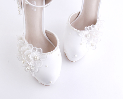 新款白色蕾絲珍珠超高跟新娘鞋紅色水晶流蘇圓頭婚鞋防水臺(tái)細(xì)跟女單鞋 岸森圓頭單鞋型號(hào)【價(jià)格 圖片 品牌 報(bào)價(jià)】-蘇寧易購(gòu)富天興鞋帽服飾專營(yíng)店